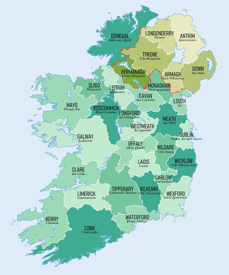 アイルランドの全体地図